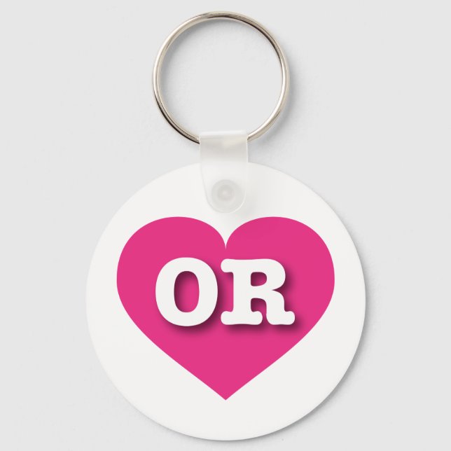 I love Oregon - OR hot pink heart Keychain (Front)