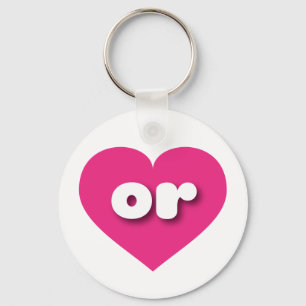 I love Oregon - or hot pink heart Keychain