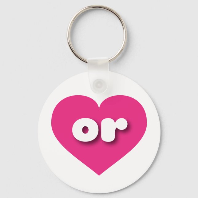 I love Oregon - or hot pink heart Keychain (Front)