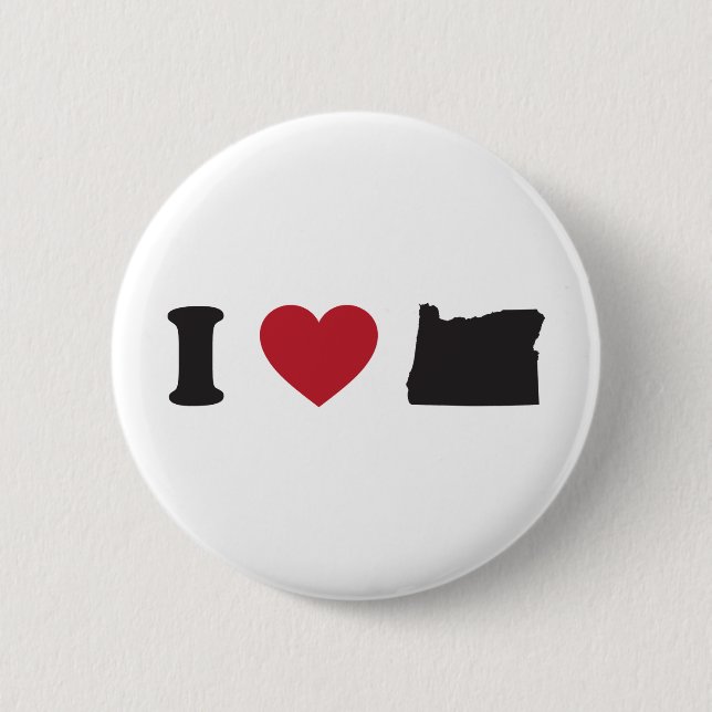 I Love Oregon Pinback Button (Front)