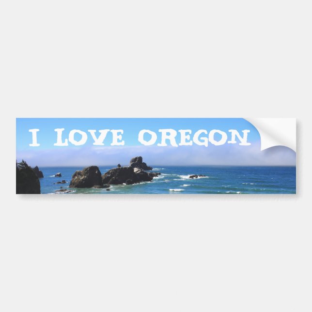 I Love Oregon Seal Rock Bumper Sticker (Front)
