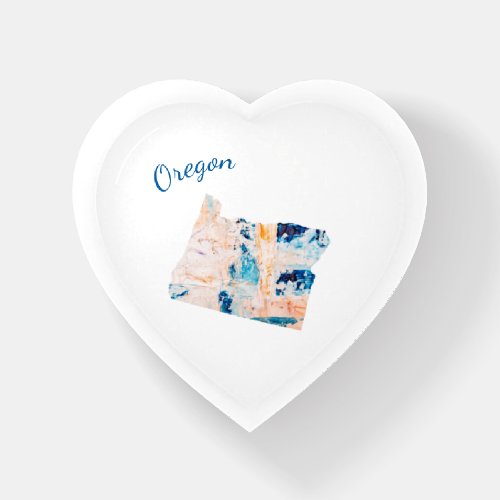 I Love Oregon State Outline Abstract Heart Paperweight