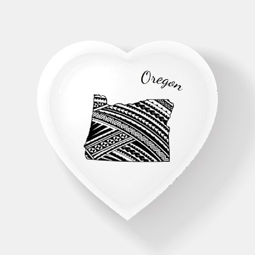 I Love Oregon State Outline Mandala Heart Paperweight