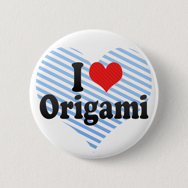 I Love Origami Pinback Button (Front)