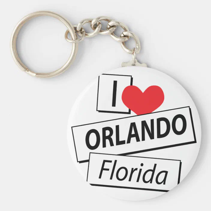 Details about   Heart Shape Glass Keychain with Orlando/ Florida Print 