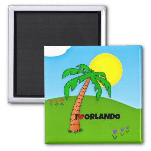 I Love Orlando Palm Tree and Sunshine Magnet