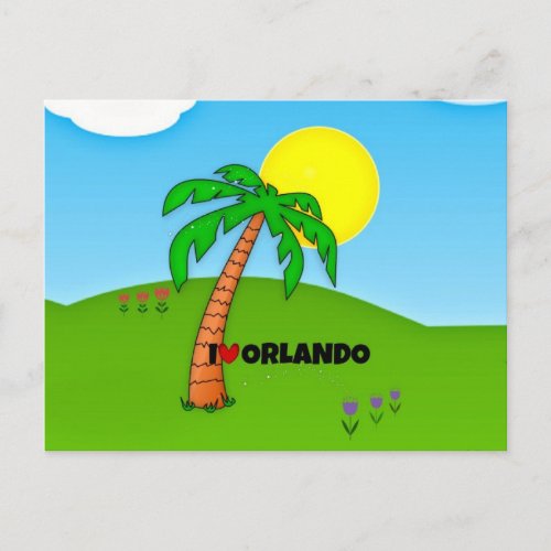 I Love Orlando Palm Tree and Sunshine Postcard