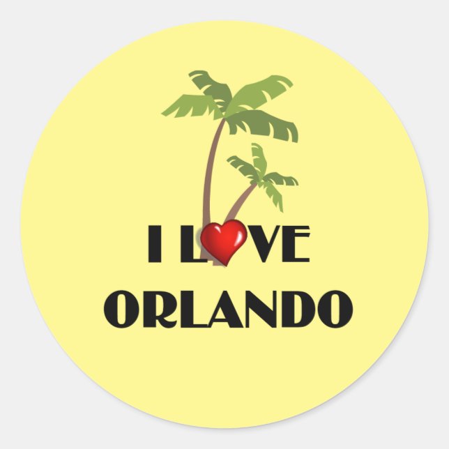 I Love Orlando, tropical design Classic Round Sticker (Front)