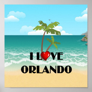 I Love Orlando, tropical design, Poster