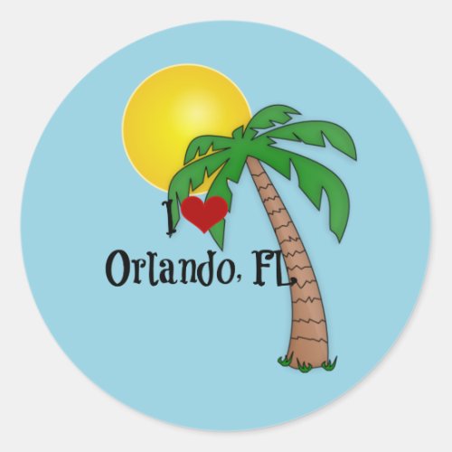 I Love Orlando tropical design T_Shirt Classic Round Sticker