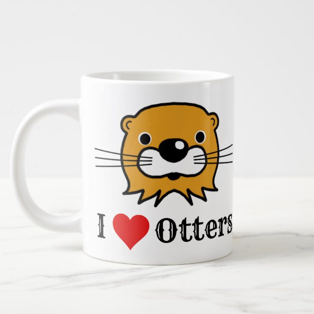 I Love Otters. Otter Appreciation Giant Coffee Mug (Left)