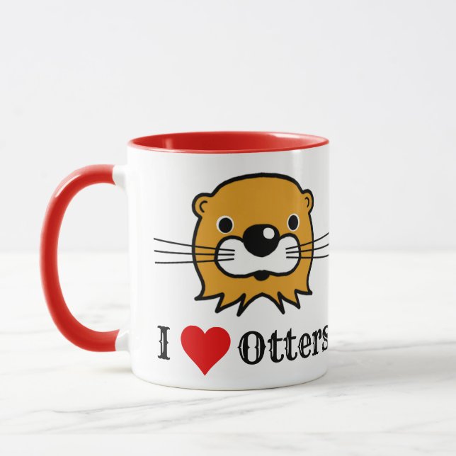 I Love Otters. Otter Wildlife Conservation Mug (Left)