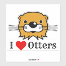 I Love Otters. Otter's Head Sticker