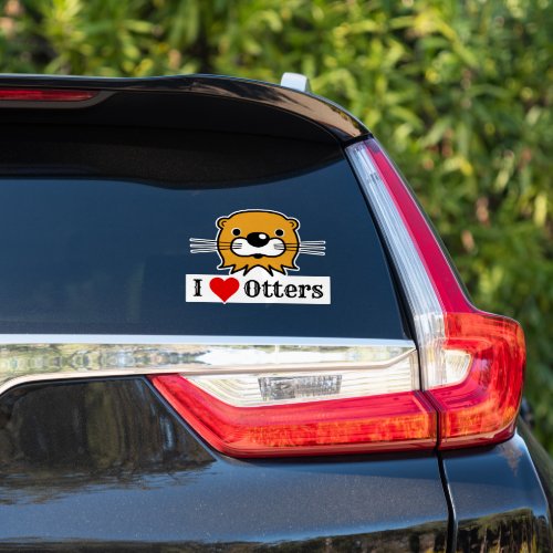 I Love Otters Otters Head Sticker