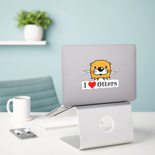 I Love Otters. Otter's Head Sticker