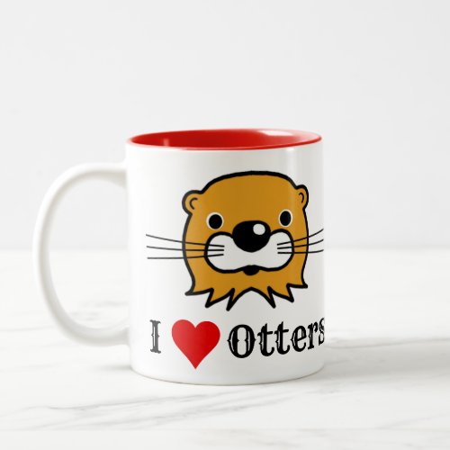 I Love Otters Wildlife Conservation Two_Tone Coffee Mug