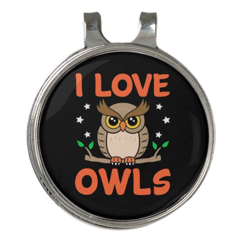 I Love Owls Golf Hat Clip