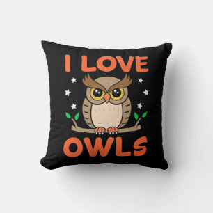 I Love Owls Throw Pillow