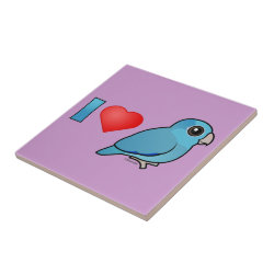 I Love Blue Pacific Parrotlets Small Ceremic Tile (4.25