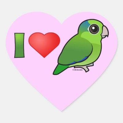 I Love Pacific Parrotlets (green) Heart Sticker