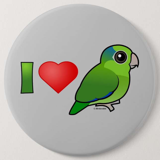 I Love Pacific Parrotlets (green) Pinback Button (Front)