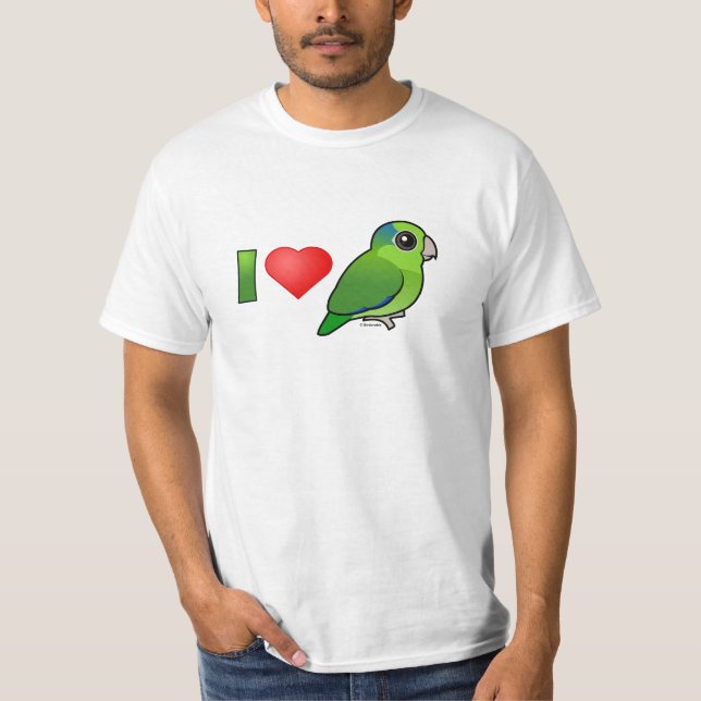 I Love Pacific Parrotlets (green) T-Shirt (Front)