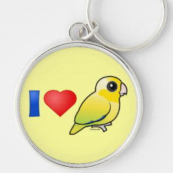 I Love Yellow Pacific Parrotlets Premium Round Keychain