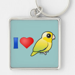 I Love Yellow Pacific Parrotlets Premium Square Keychain