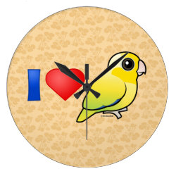I Love Yellow Pacific Parrotlets Large Round Wall Clock
