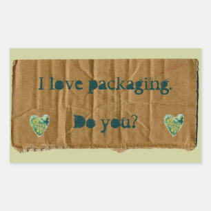I Love Packaging with hearts Rectangular Sticker