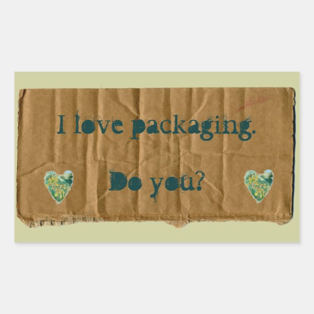 I Love Packaging with hearts Rectangular Sticker (Front)