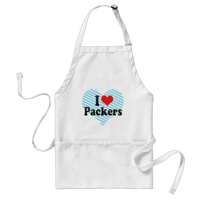 I Love Packers Adult Apron (Front)