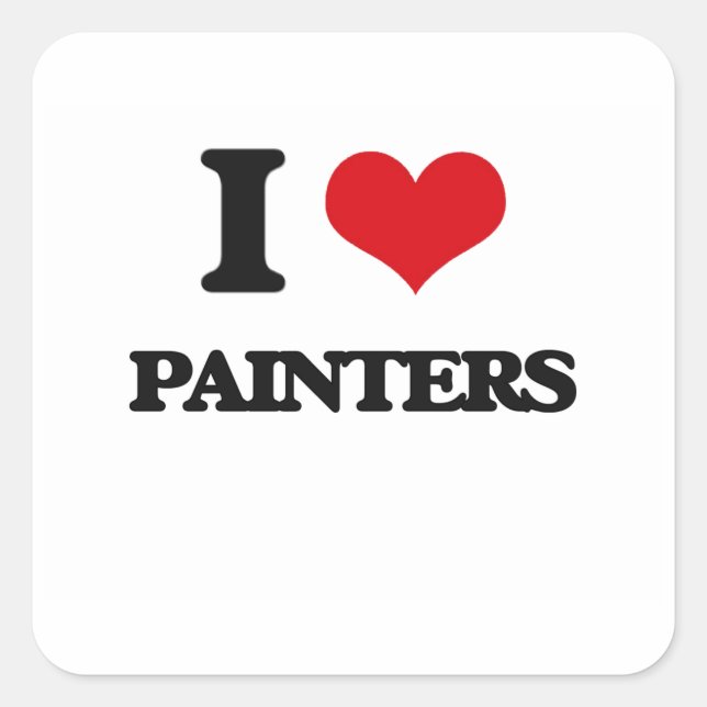 I Love Painters Square Sticker (Front)