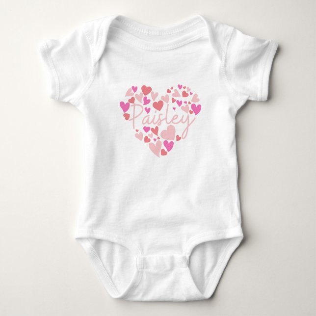 I love Paisley hearts in pink Baby Bodysuit (Front)