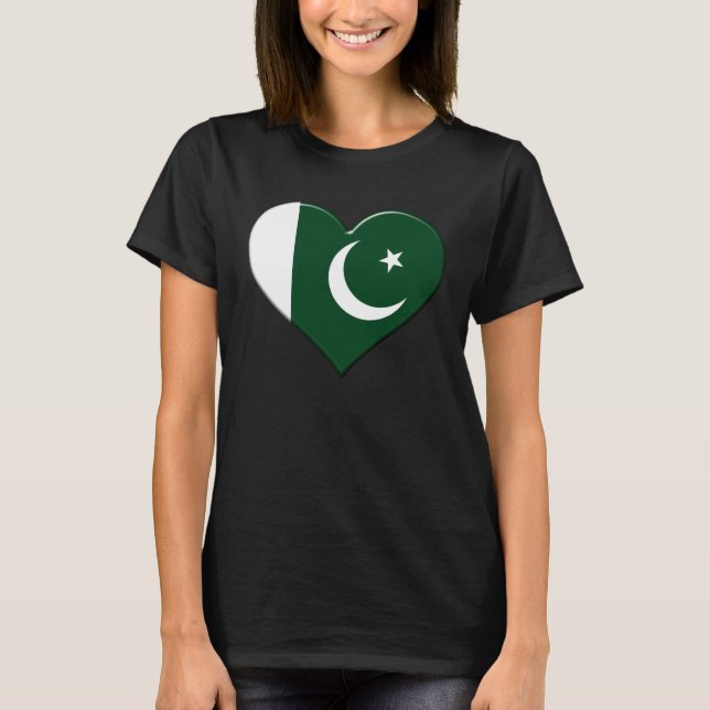 I love Pakistan National Flag Pride Heart T-Shirt (Front)