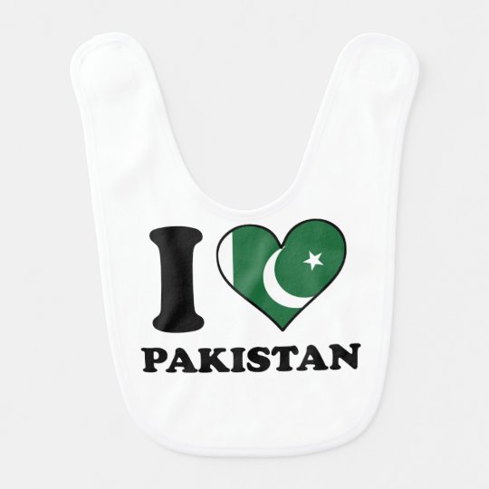 I Love Pakistan Pakistani Flag Heart Baby Bib