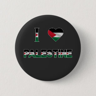 I Love Palestine Heart Flag Unity Freedom Button