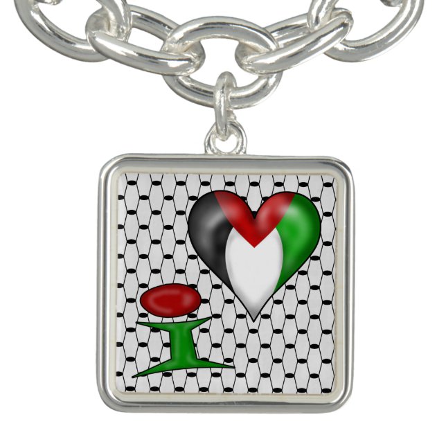 I love Palestine I Heart Palestine Charm Bracelet (Design)