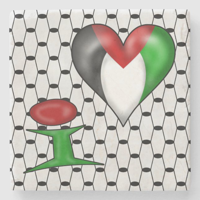 I love Palestine I Heart Palestine Stone Coaster (Front)