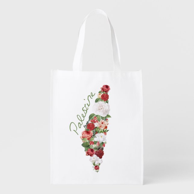 I Love Palestine My Homeland Palestinian Map Grocery Bag (Front)