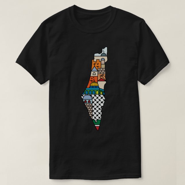 I Love Palestine My Homeland Palestinian Map with  T-Shirt (Design Front)