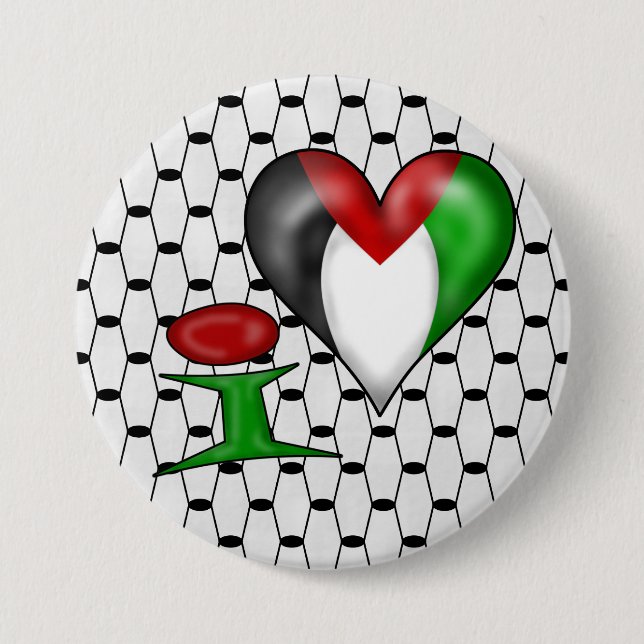 I love Palestine Pinback Button (Front)