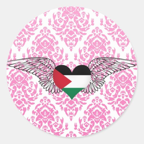 I Love Palestine _wings Classic Round Sticker