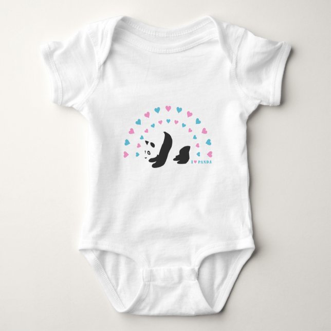 I Love Panda Baby Bodysuit (Front)