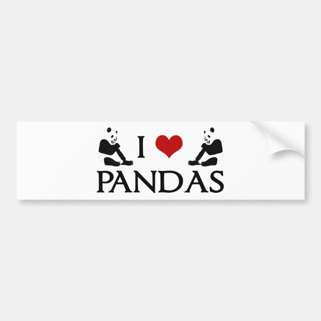 I Love Panda Bears Cute Bumper Sticker (Front)