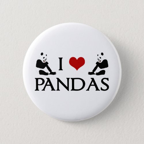 I Love Panda Bears Cute Pinback Button