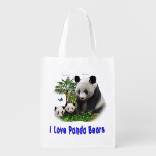 I love panda Bears Grocery Bag