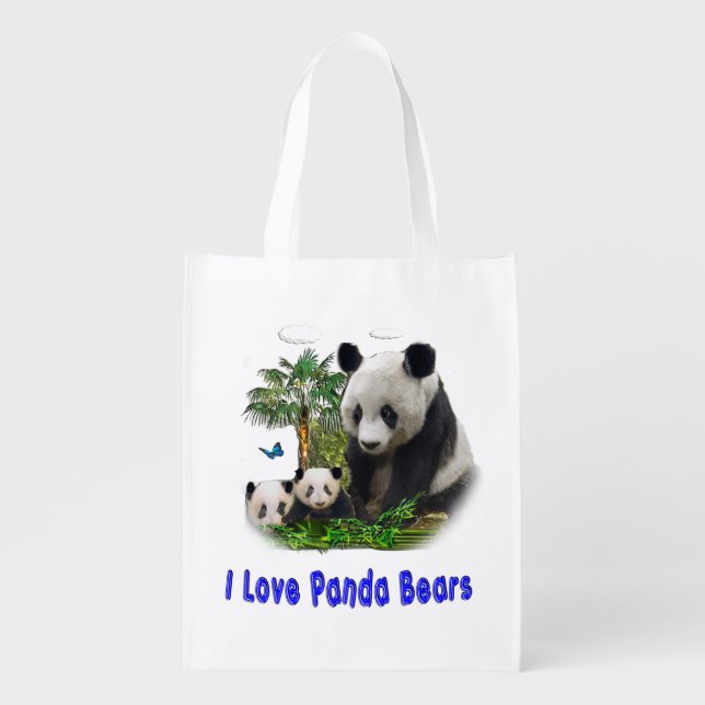 I love panda Bears Grocery Bag (Front)