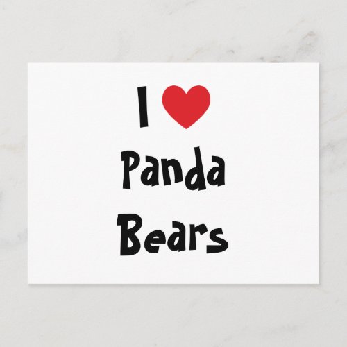 I Love Panda Bears Postcard