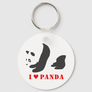 I Love Panda (Black) Keychain